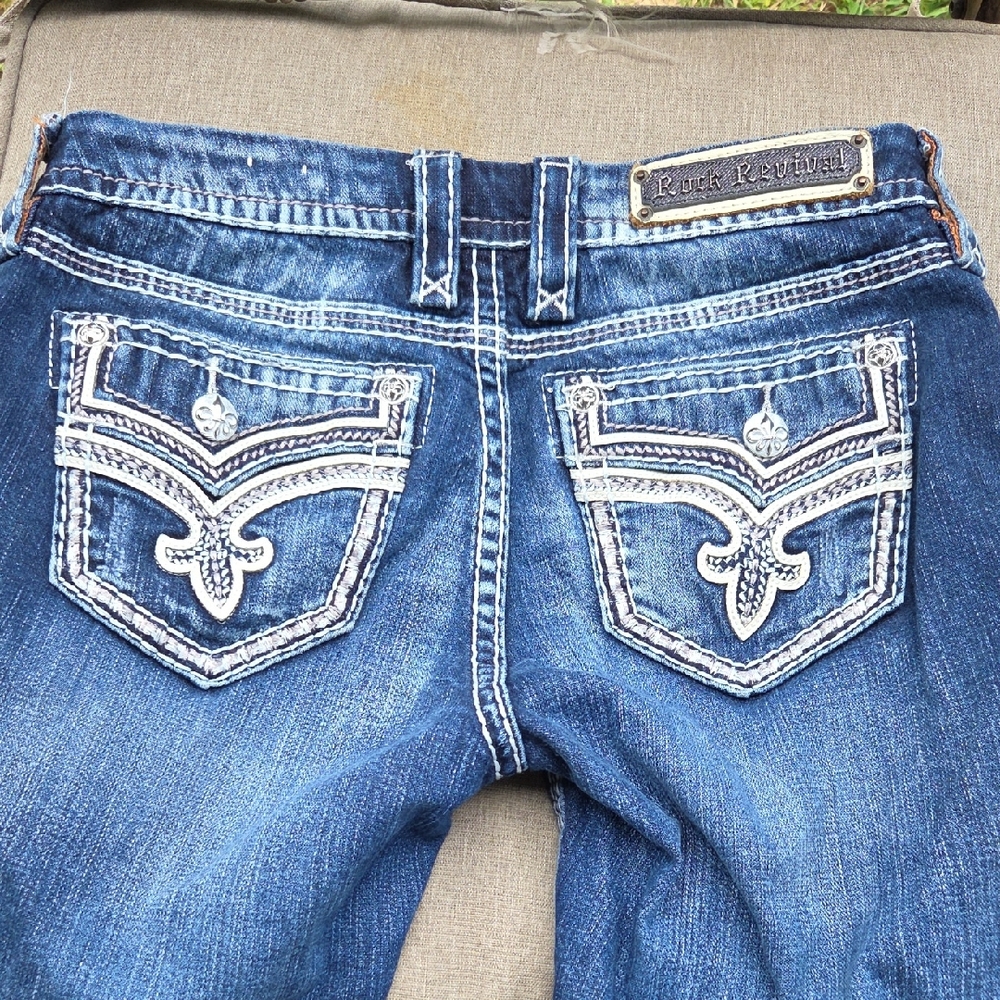 Rock Revival Denim with White Embroidery